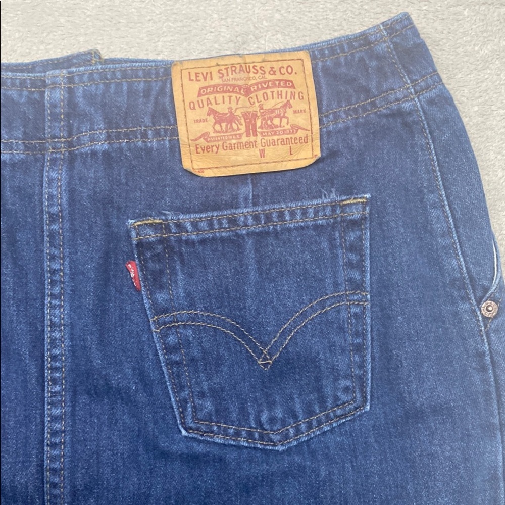Levis skirt womens 32‎ blue denim jean y2k snap button slit 90s midi - Picture 6 of 7